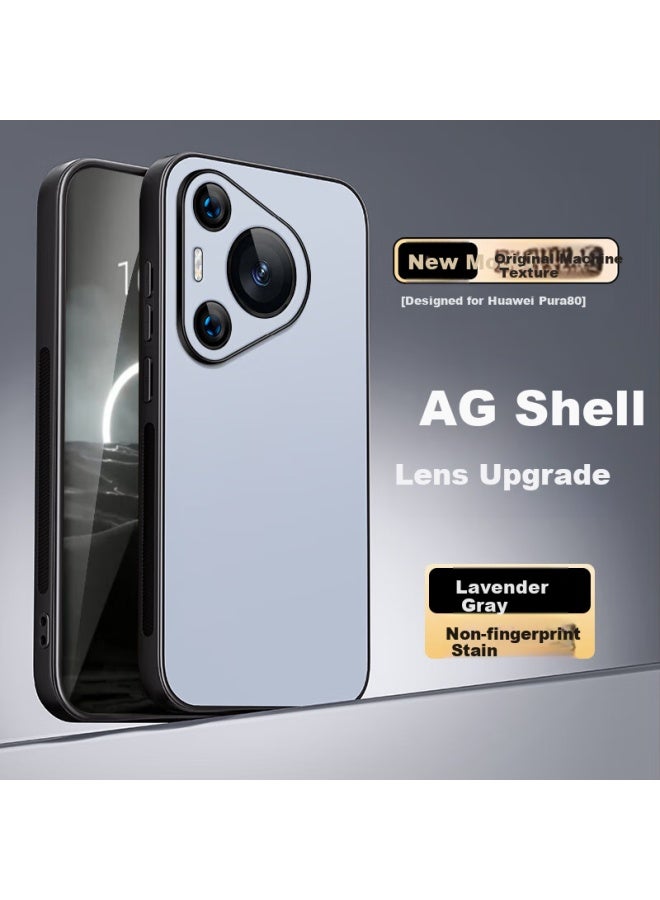 Shangsu Huawei Pura80 Phone Case P80 Protective Cover Lens Full Coverage Ag Frosted Anti-drop Soft Shell Huawei Solid Color Simple Men And Women Silicone Shell Lavender Grey