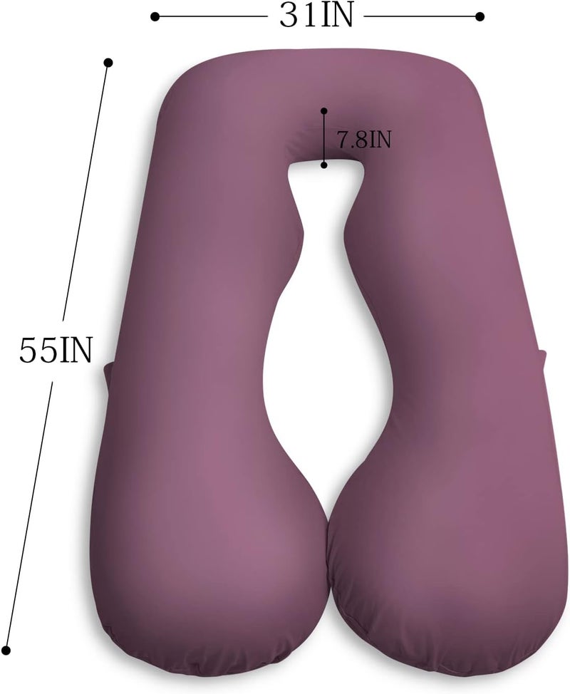 Meiz Pregnancy Pillow,Cooling Silky Pregnancy Pillows for Sleeping,Full Body Maternity Pillow for Pregnant Woman with Cooling Silky Jersey Cover,Dark Purple - Image 3