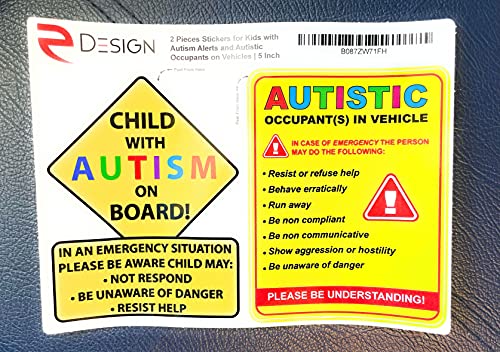 eDesign 2-Pack Child with Autism Alert Responders and Autistic Occupant in Vehicle Stickers Decals for Car Truck Van SUV Window Wall Cup Tumblers Laptop - Image 4