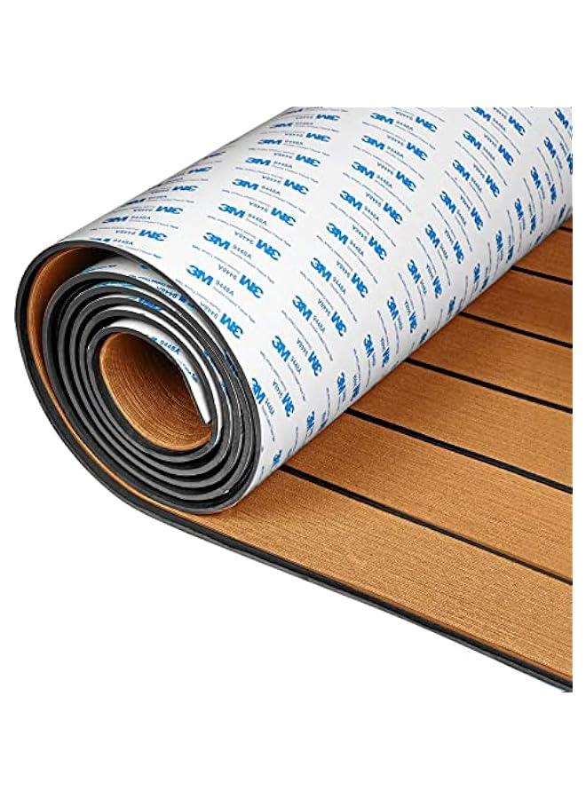 Arabest EVA Foam Boat Flooring with 3M Adhesive Backing Marine Self-Adhesive Decking 96''x45.6''/36''/28.8''/16.8'', 48''x16.8'' Faux Teak Sheet for Jon Boats Swim Platform Helm Pad RV Floor - Image 1