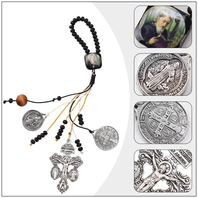 Brilucky St Benedict Medals for Door with Pardon Crucifix Prayer Cards,House Blessing Catholic Gift Set for New Home Door Hanger Decor,Medalla De San Benito La Cruz Del Perdon Catolica - Image 2
