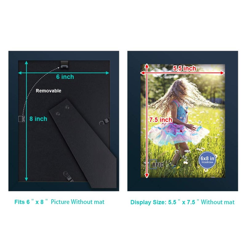 RPJC 6x8 inch Picture Frame Made of Solid Wood and High Definition Glass Display Pictures for Table Top Display and Wall Mounting Photo Frame Jazz Blue - Image 4