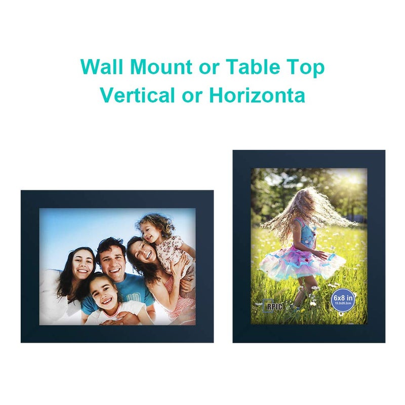 RPJC 6x8 inch Picture Frame Made of Solid Wood and High Definition Glass Display Pictures for Table Top Display and Wall Mounting Photo Frame Jazz Blue - Image 5