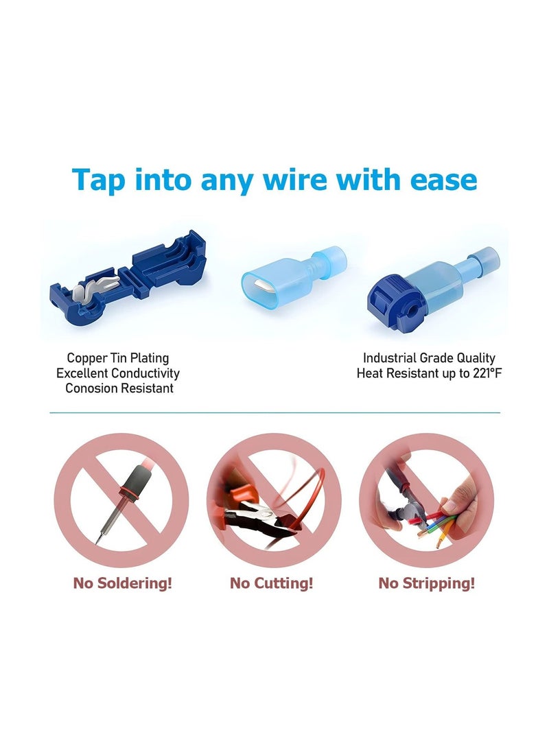 Generic - 120 Pcs Quick Splice Wire Terminals T-Tap Self-stripping With Nylon Fully Insulated Male Quick Disconnects Kit - Image 1