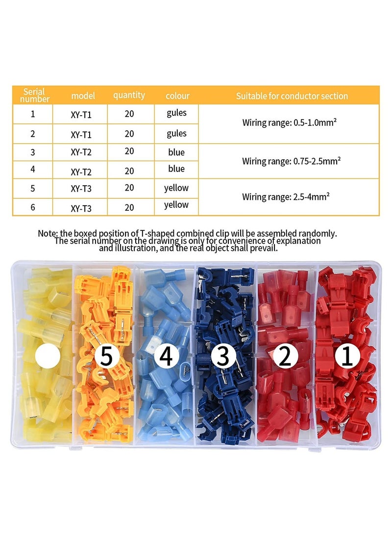 Generic - 120 Pcs Quick Splice Wire Terminals T-Tap Self-stripping With Nylon Fully Insulated Male Quick Disconnects Kit - Image 1