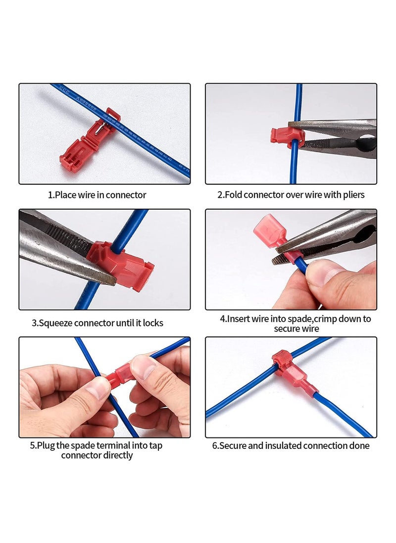 Generic - 120 Pcs Quick Splice Wire Terminals T-Tap Self-stripping With Nylon Fully Insulated Male Quick Disconnects Kit - Image 1