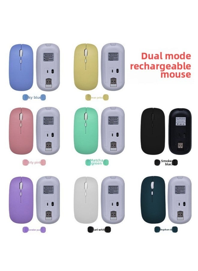 Bluetooth Single Dual-mode Wireless Mouse Charging Mute Computer Notebook Office Game Luminous 2.4G Mouse-Color:199 Dual Battery Version White - Image 3