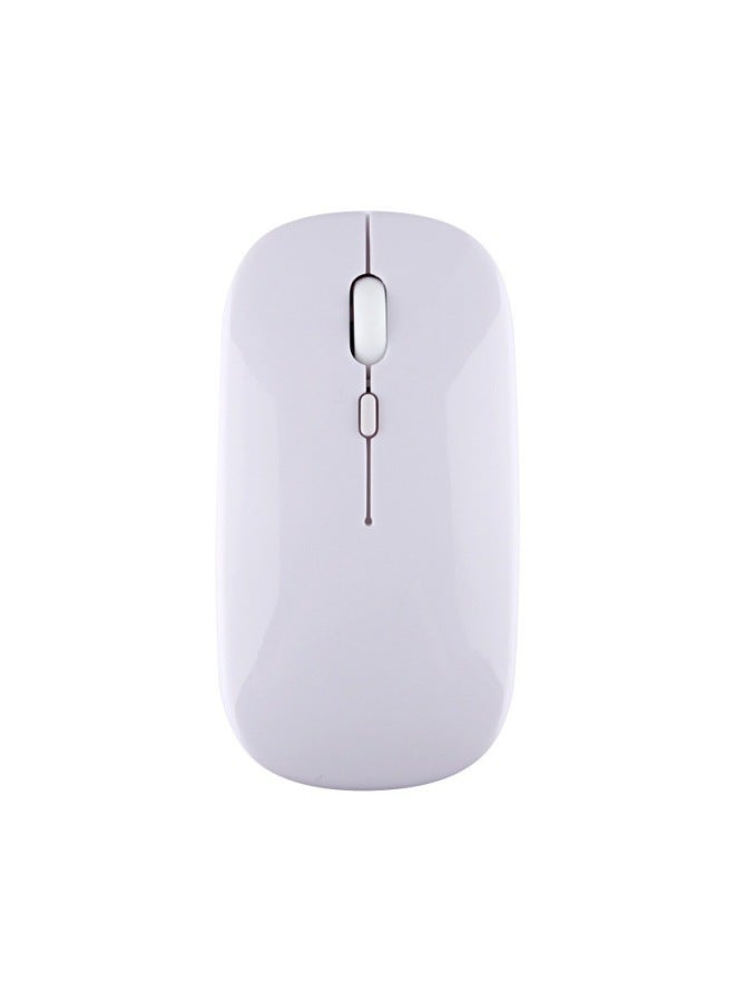 Bluetooth Single Dual-mode Wireless Mouse Charging Mute Computer Notebook Office Game Luminous 2.4G Mouse-Color:199 Dual Battery Version White - Image 1
