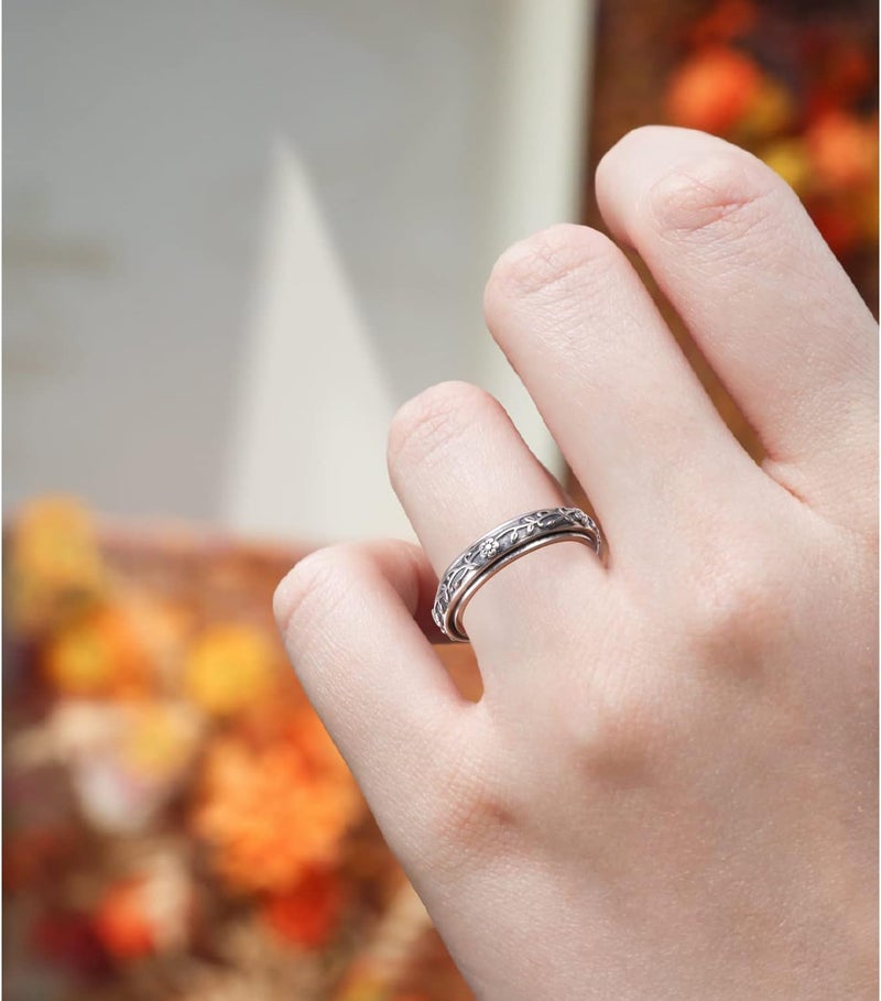 Ladytree Anxiety Relieve Spinner Rings Sterling Silver Worry Stress Relieving Boredom ADHD Autism Ring for Women Men - Image 2