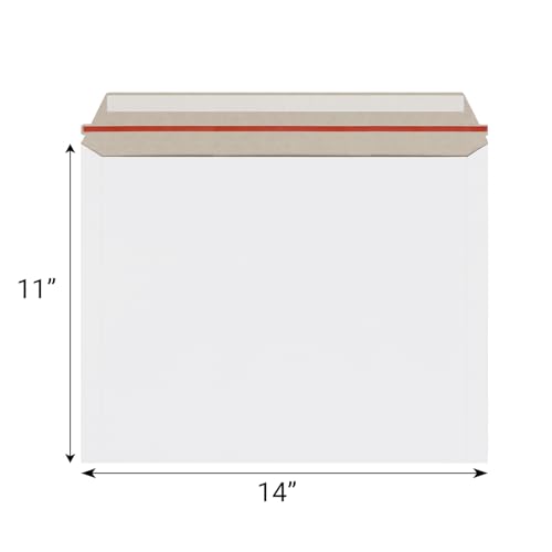 zmybcpack 50 Pack 11x14 inch White Rigid Mailer, Self Seal Photo Document Mailers, Stay Flat White Cardboard Envelopes Photography Mailers for Papers,Photos, Document - Image 2