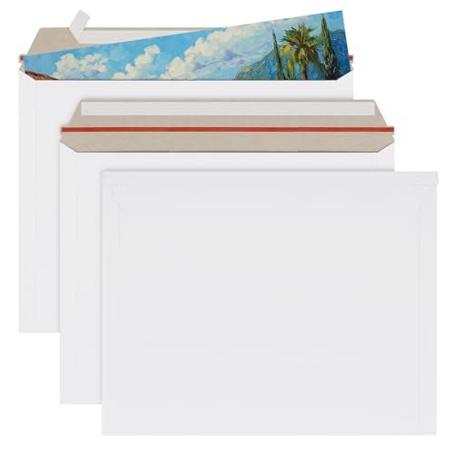 zmybcpack 50 Pack 11x14 inch White Rigid Mailer, Self Seal Photo Document Mailers, Stay Flat White Cardboard Envelopes Photography Mailers for Papers,Photos, Document - Image 1