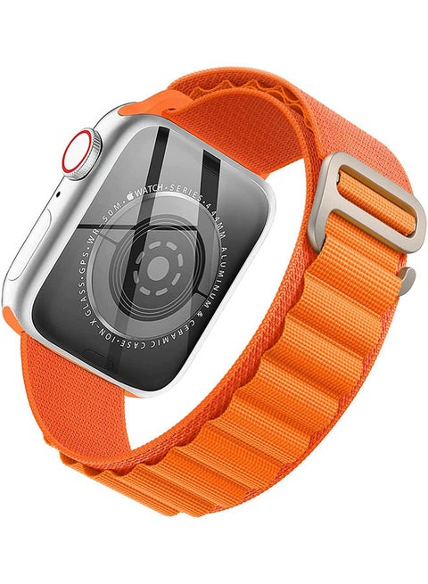 Alpine Loop Nylon Bands Compatible with Apple Watch Band 42mm 44mm 45mm 49mm Women Mens, Adjustable Sport with Metal G-Hook Braided Strap for iWatch Ultra Series SE 8/7/6/5/4/3/2/1,Orange