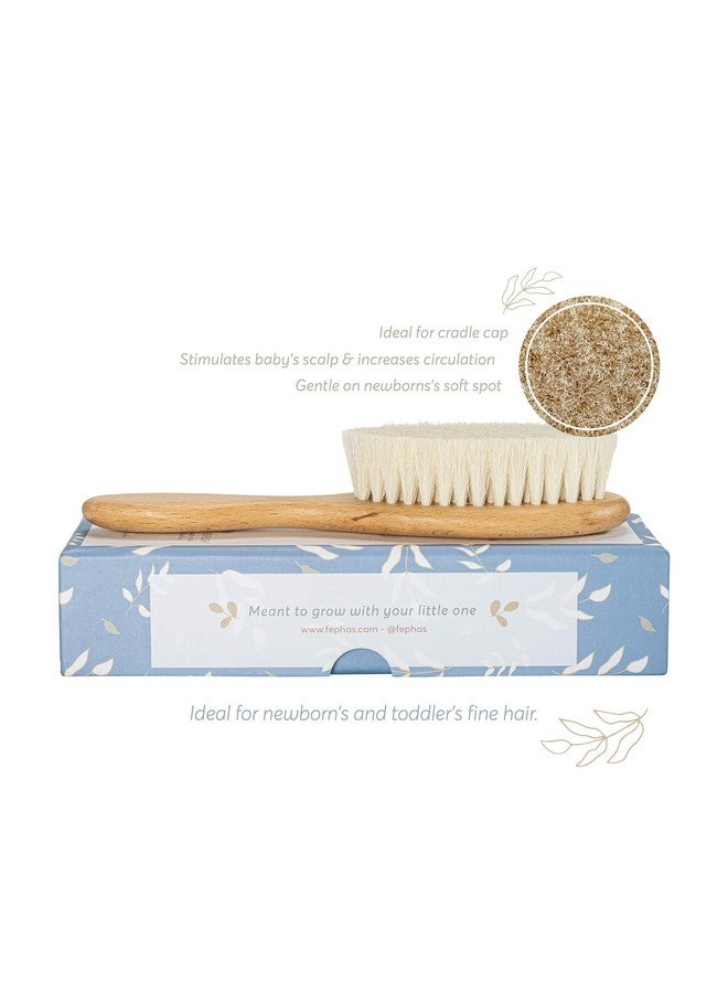 Fephas Fephas Wooden Baby Goat Hair Brush| Hairbrush for Newborn and Toddler Girl/Boy Features Soft Goat Hair and a Silicone Brush for Cradle Cap| Ideal for Baby Registry - Image 3