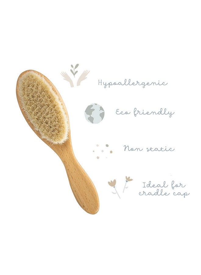 Fephas Fephas Wooden Baby Goat Hair Brush| Hairbrush for Newborn and Toddler Girl/Boy Features Soft Goat Hair and a Silicone Brush for Cradle Cap| Ideal for Baby Registry - Image 4