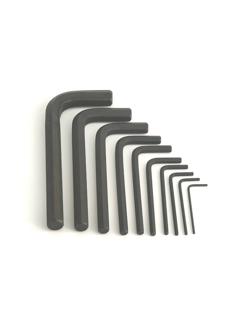 Jetechtool 10-Piece Hex Key Wrench Set, Standard Length, Metric, Heat-Treated, L-Style, Flat, Premium Alloy Steel with Black Finish 1.5mm to 12mm Allen Key Set - PS-B10 - Image 3