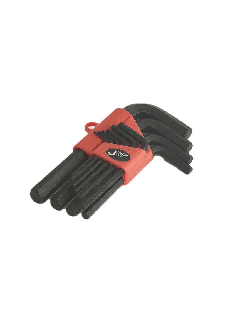 Jetechtool 10-Piece Hex Key Wrench Set, Standard Length, Metric, Heat-Treated, L-Style, Flat, Premium Alloy Steel with Black Finish 1.5mm to 12mm Allen Key Set - PS-B10 - Image 2