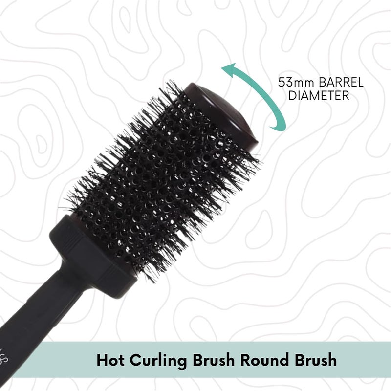 Scarlet Line Professional Extra Large Hot Curling Brush Round Brush for Blow Drying Roller Brush for Hair Styling Drying for Men Women Black 53 mm - Image 2