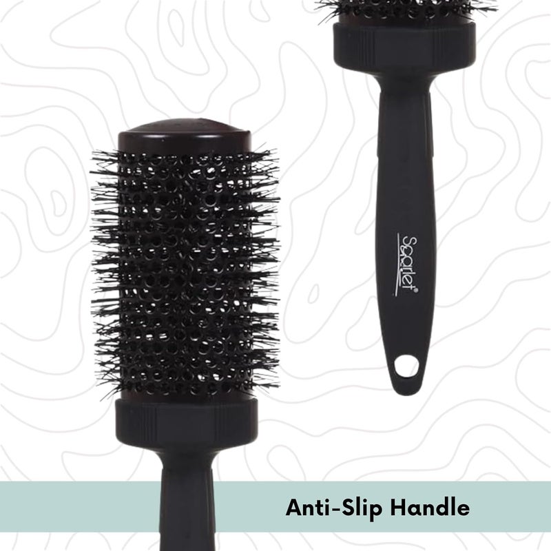 Scarlet Line Professional Extra Large Hot Curling Brush Round Brush for Blow Drying Roller Brush for Hair Styling Drying for Men Women Black 53 mm - Image 5