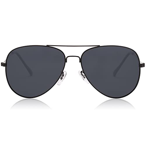 SOJOS Classic Aviator Polarized Sunglasses for Men Women Vintage Retro Style,Black/Grey,62mm - Image 1
