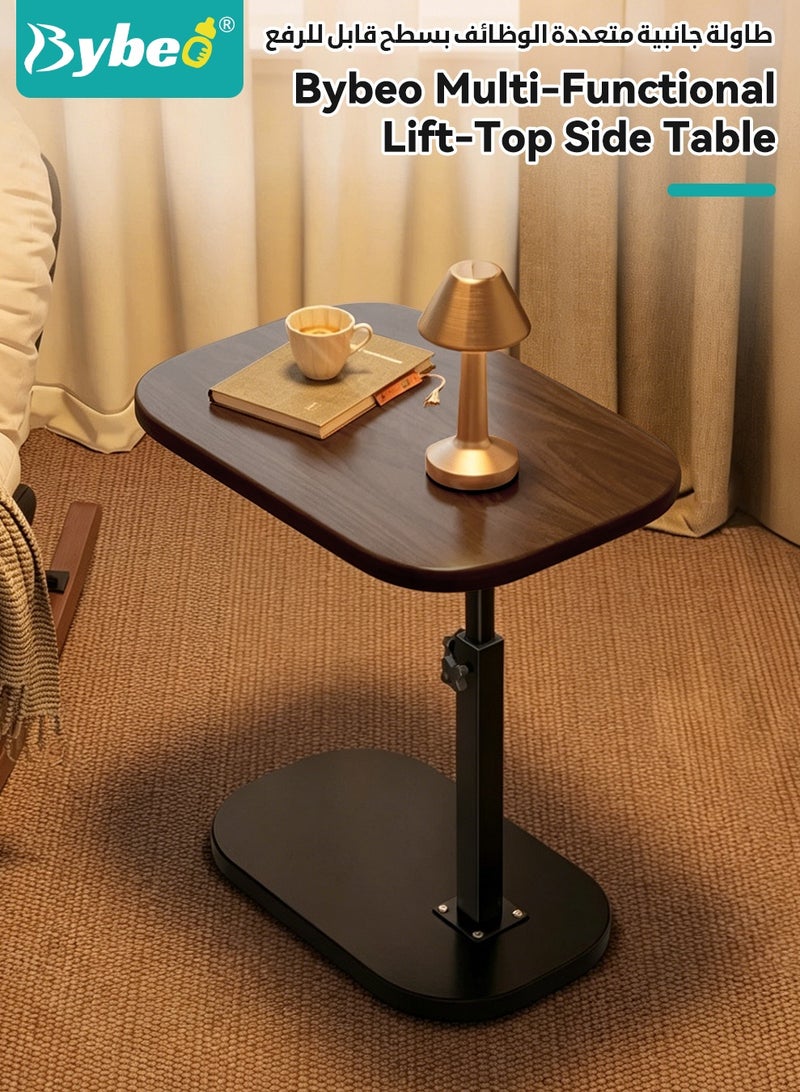 Bybeo C Shaped Side Table, Adjustable Height C Shaped End Table, 360°Swivel Couch Side Table, Corner Table with Wooden Desktop, Modern Coffee C Table for Living Room, Bedroom, Couch, Balcony, Office - Image 2