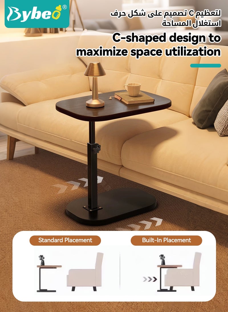 Bybeo C Shaped Side Table, Adjustable Height C Shaped End Table, 360°Swivel Couch Side Table, Corner Table with Wooden Desktop, Modern Coffee C Table for Living Room, Bedroom, Couch, Balcony, Office - Image 4