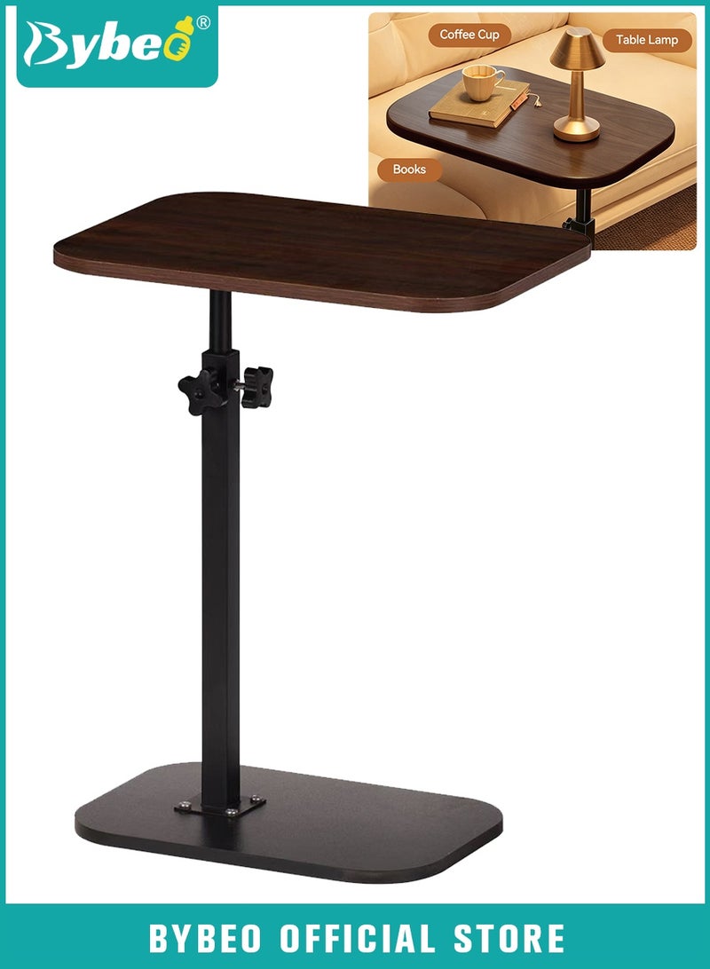 Bybeo C Shaped Side Table, Adjustable Height C Shaped End Table, 360°Swivel Couch Side Table, Corner Table with Wooden Desktop, Modern Coffee C Table for Living Room, Bedroom, Couch, Balcony, Office - Image 1