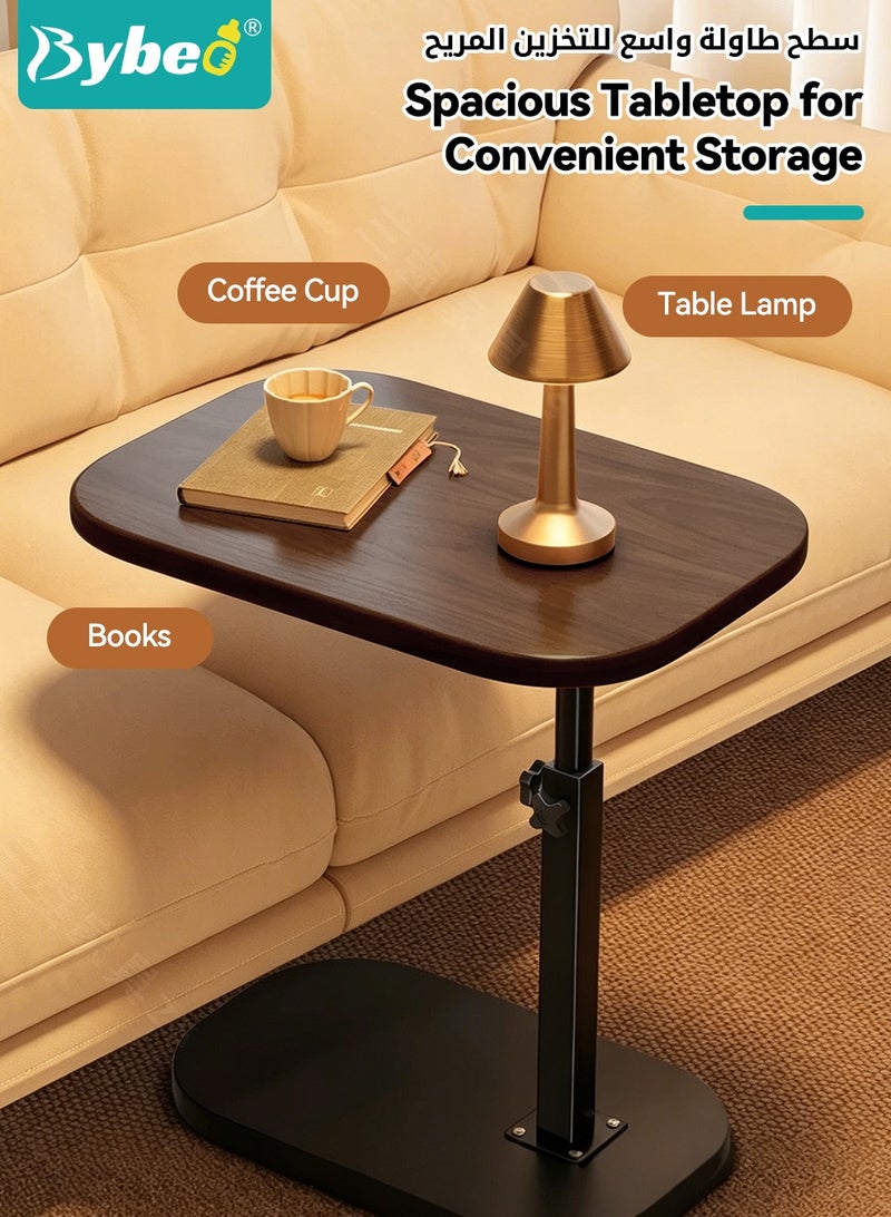 Bybeo C Shaped Side Table, Adjustable Height C Shaped End Table, 360°Swivel Couch Side Table, Corner Table with Wooden Desktop, Modern Coffee C Table for Living Room, Bedroom, Couch, Balcony, Office - Image 3