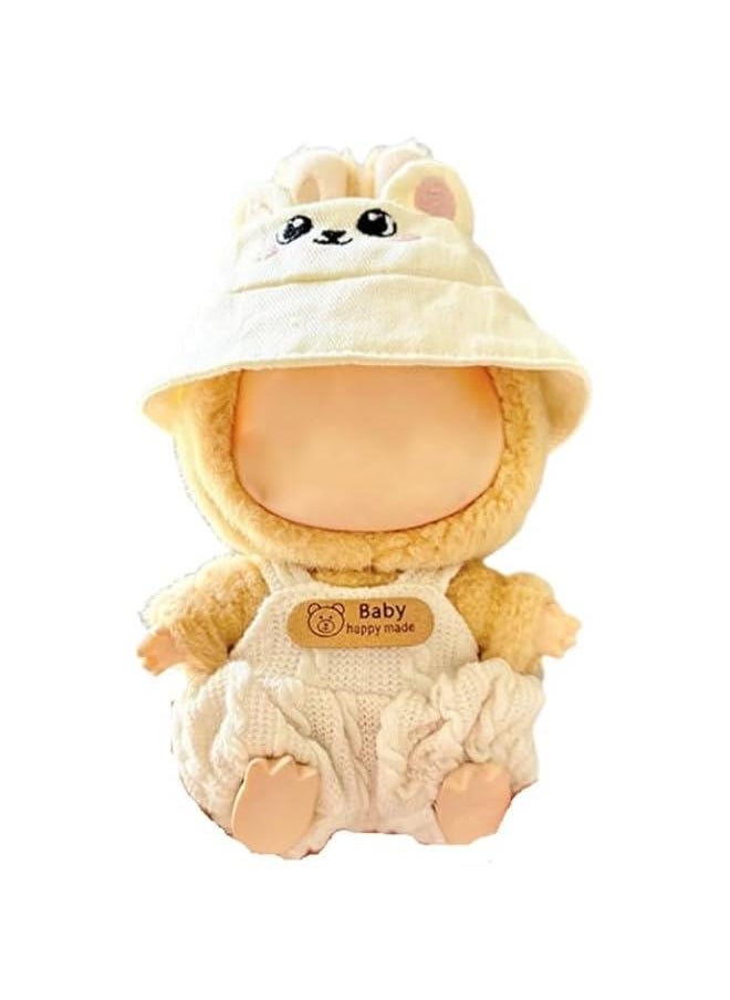 Arabest White Rompers and Hat Set for 17cm Labubu Dolls - Accessories Gift for Kids 