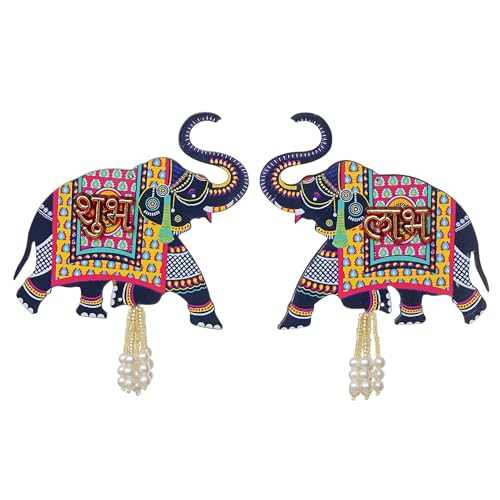 Webelkart Premium Set of 2 with Shubh Labh Wall Hanging for Diwali Decoration| Wall Decor |Temple Decor Wall Hanging |Pooja and Home Decor Hanging (Elephant) - Image 5