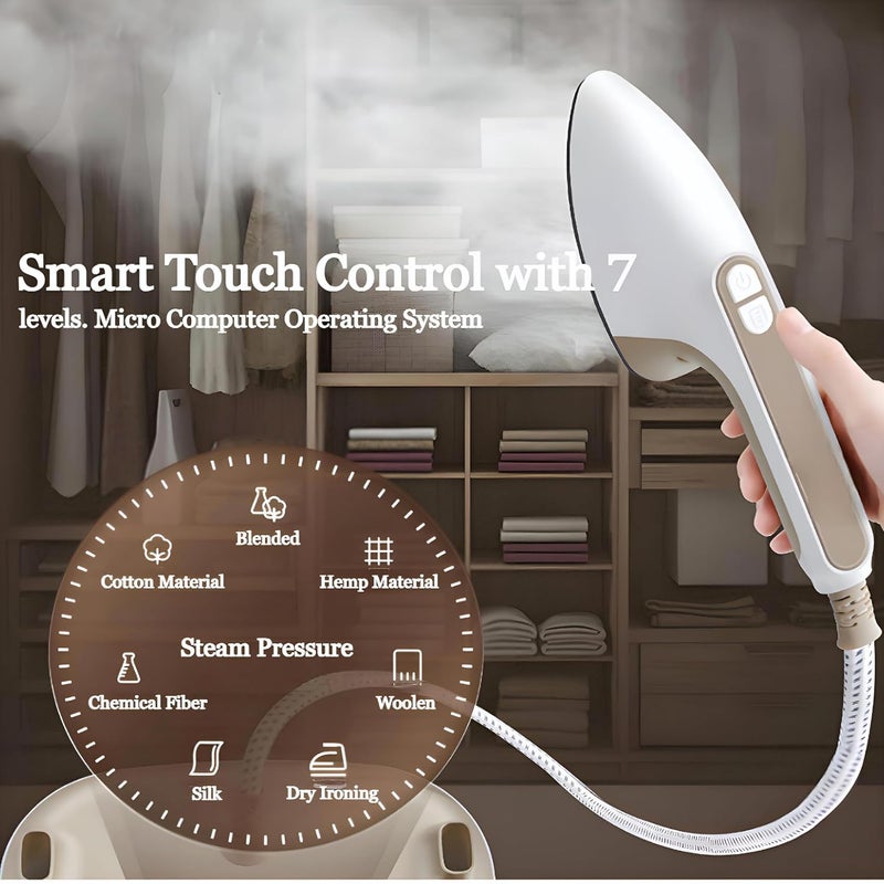 ROSSMANN Rossmann Garment Steamer 2400 Watts Ultra High Pressure Steam Auto Steam StartStop Large Moveable Board 7 Level Digital Control Large 2 Liter Tank Horizontal Vertical Use Gold  - Image 3