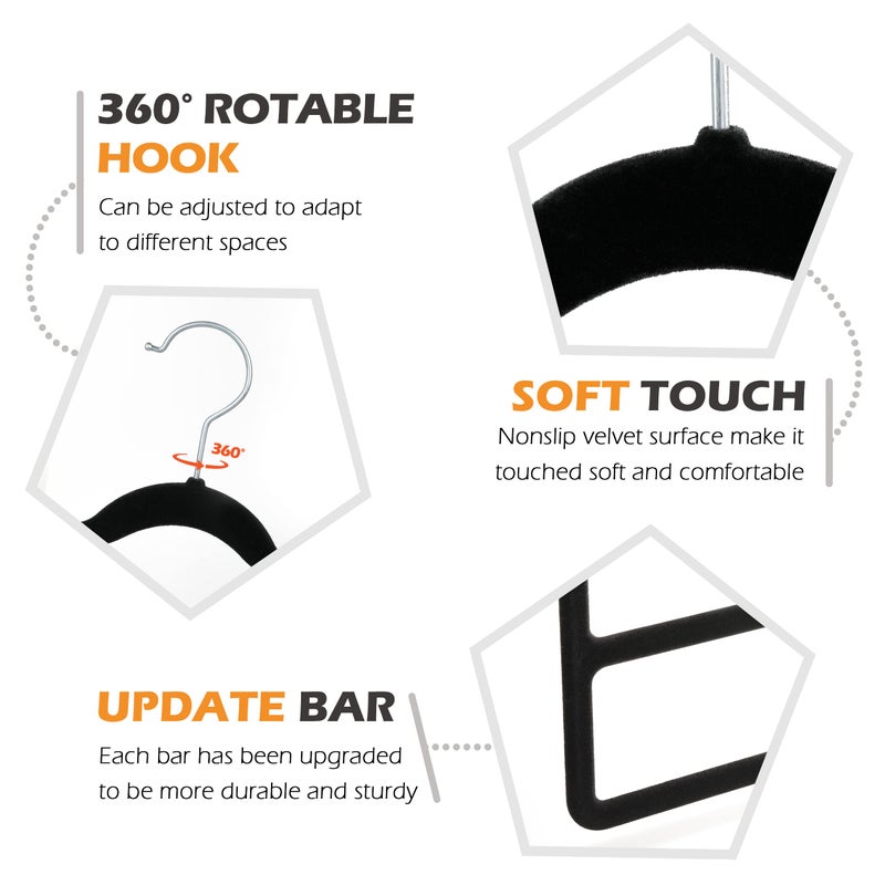 Myfolrena Velvet Pant Clothes Hanger Space Saving Non Slip Shorts Hanger, Myfolrena Jeans Slack Trousers Hangers Multiple Velvet Hanger Closet Organizer Storage and Organization for Jeans,Scarf,Tie(Black,3) - Image 5