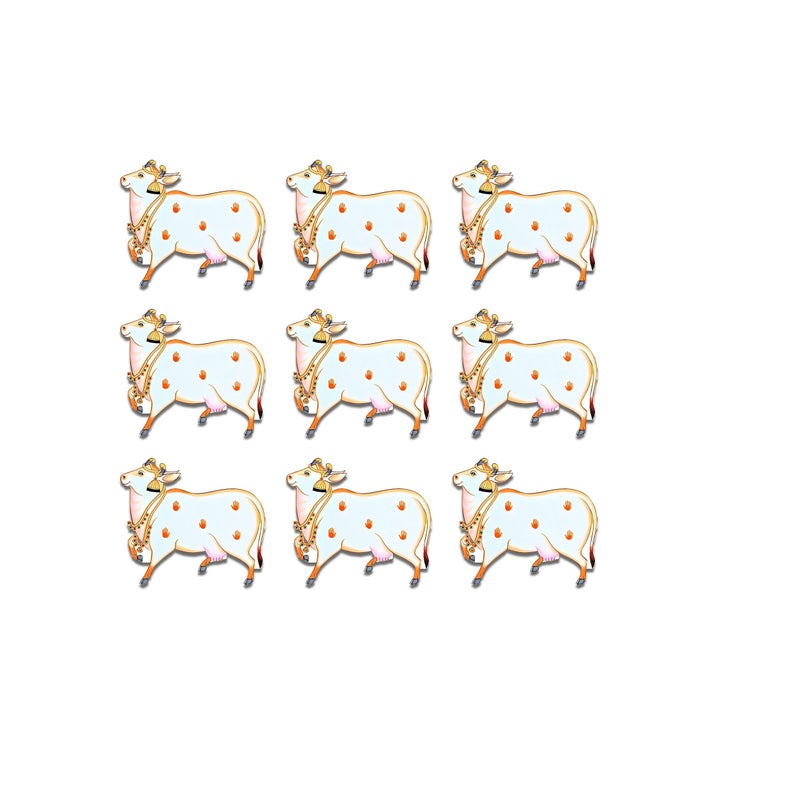Haoser Pack of 9 Premium Cow Stickers – Decorative Stickers for Scrapbooking, DIY Projects, Wall Décor, Religious Craft, School Projects & Festival Decoration (2.5 Inch, Multicolor) - Image 5