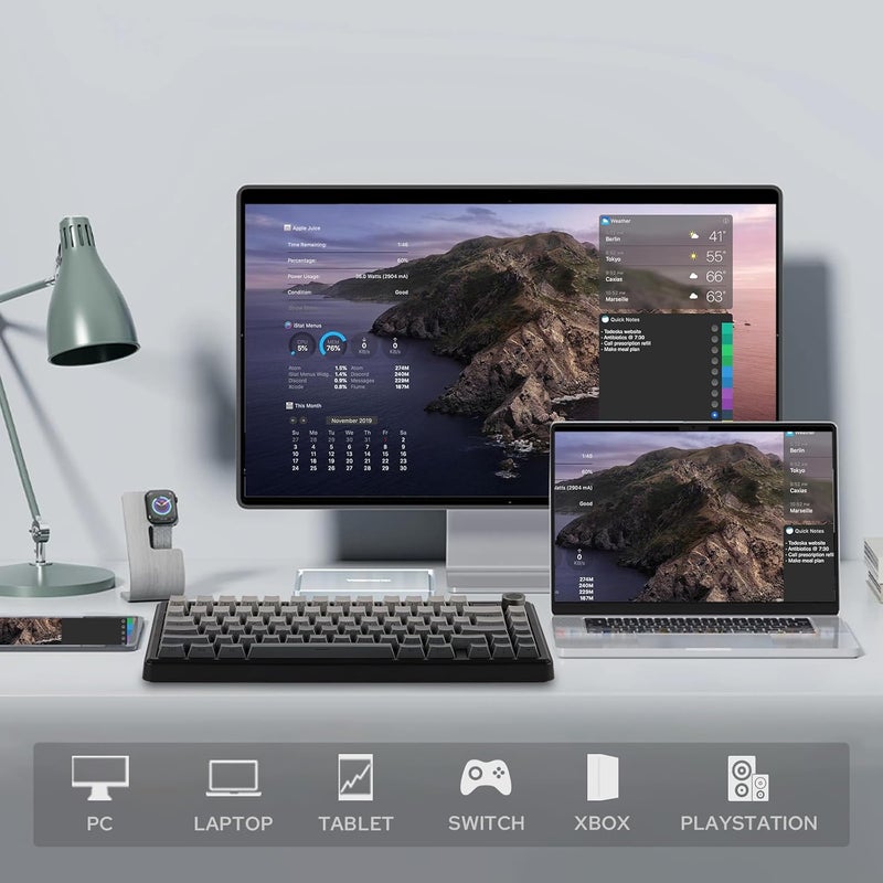 EPOMAKER X AULA F75 MAX Tri-Mode Wireless Gaming Keyboard, TFT Screen, Knob, Hot Swappable, 2.4GHz/Type-C/BT5.0, Gasket Creamy, for PC/Mac/Office/Gaming (Black Gradient) - Image 3