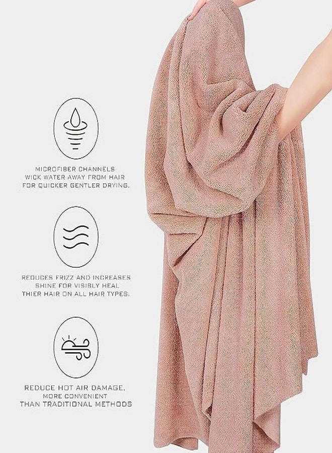 DORLANK Hair Towel Wrap for Women-Quick Drying Microfiber Towel for Hair with Elastic Loop for Tying-Super Absorbent Head Towels Wrap for Ladies Hair Turban (Pack of 2-Grey & Pink) - Image 5