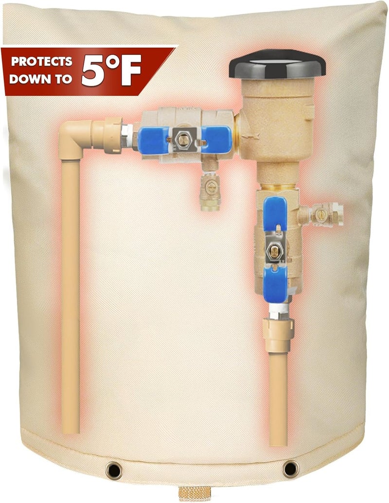 SUNICO Backflow Preventer Insulation Cover (5°F) - 5-Layer Upgrade Insulated Design Sprinkler Covers for Outside,28" W X 36" H, Backflow Insulation Cover for Sprinkler Valve ,Winter Freeze Protection - Image 1