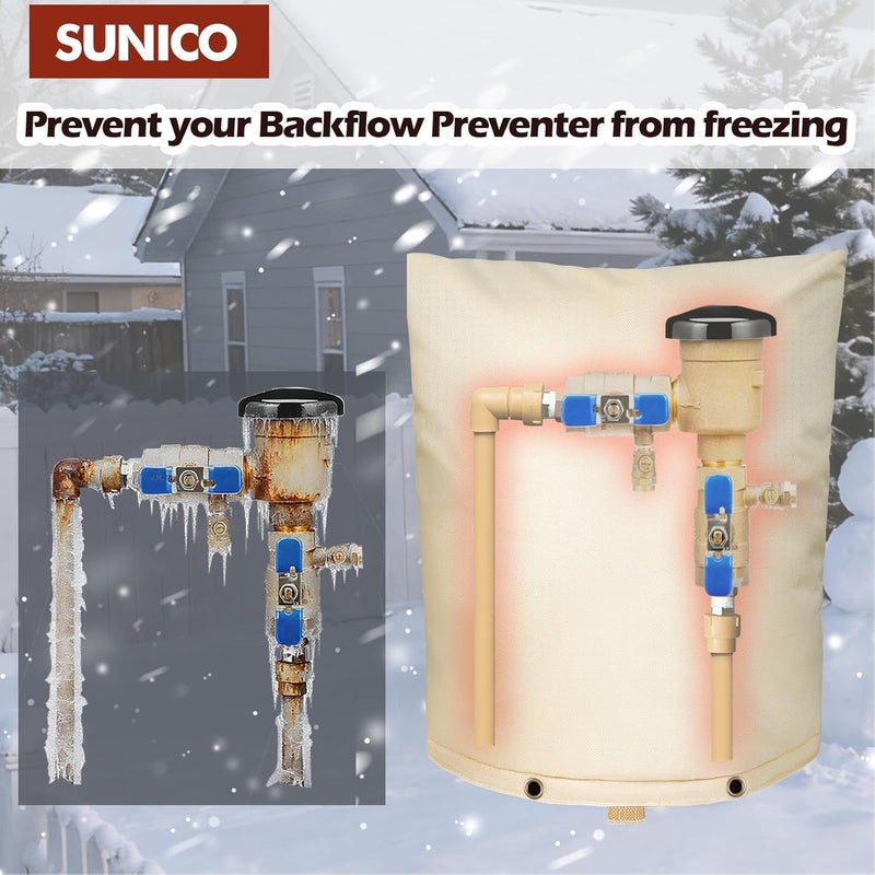 SUNICO Backflow Preventer Insulation Cover (5°F) - 5-Layer Upgrade Insulated Design Sprinkler Covers for Outside,28" W X 36" H, Backflow Insulation Cover for Sprinkler Valve ,Winter Freeze Protection - Image 3