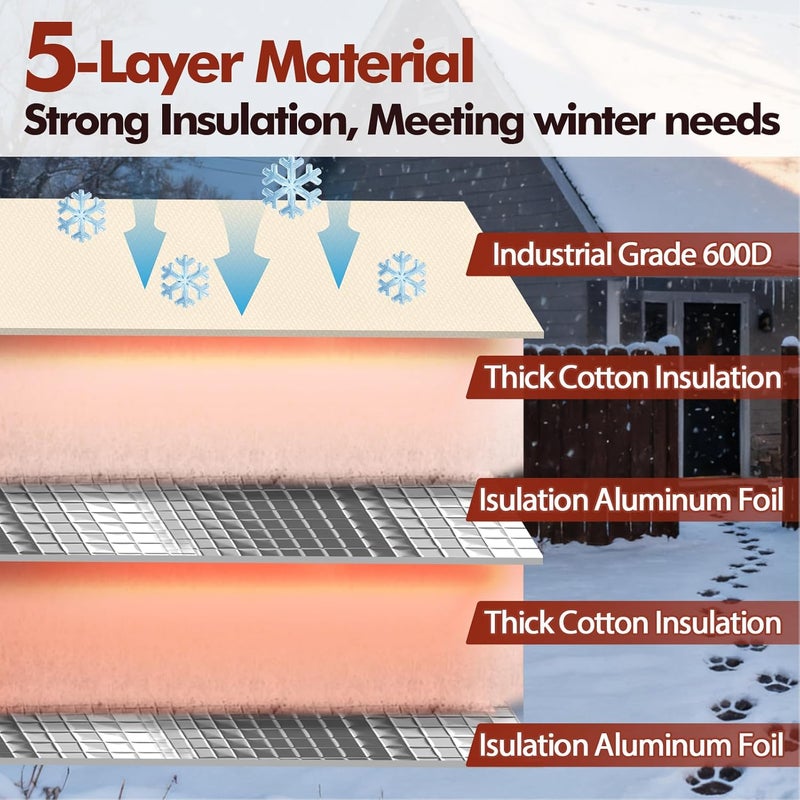 SUNICO Backflow Preventer Insulation Cover (5°F) - 5-Layer Upgrade Insulated Design Sprinkler Covers for Outside,28" W X 36" H, Backflow Insulation Cover for Sprinkler Valve ,Winter Freeze Protection - Image 4