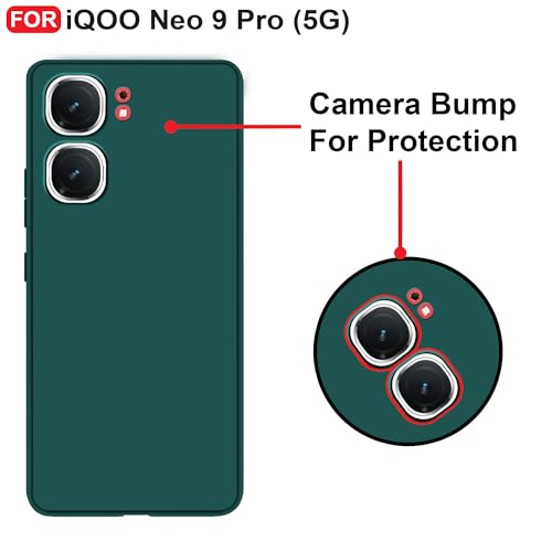 CEDO Back Cover for iQOO Neo 9 / iQOO Neo 9 Pro (5G) | Camera Bump Protection & Inner Velvet Fabric Lining | Ultra Slim Matte Soft Rubberised Case Cover (Green) - Image 3