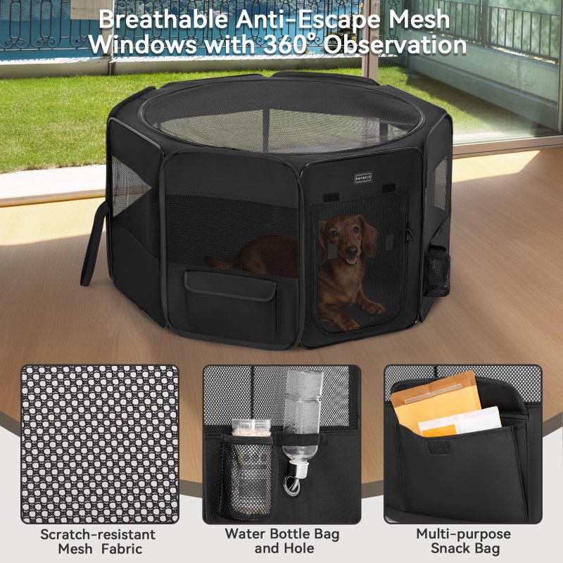 PETSFIT Portable Dog Playpen,36" Dog Play Pen Indoors with Removable Waterproof Mat & Zippered Roof | RV, Camping, Travel Dog Pen | Whelping & Cat Observation Space(36" L x 36" W x 21" H) - Image 4