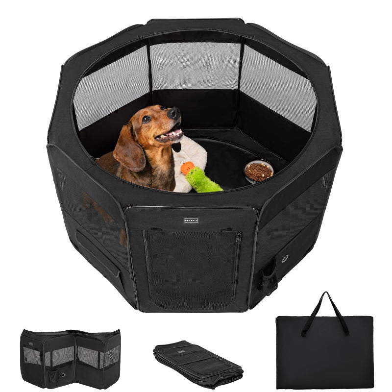 PETSFIT Portable Dog Playpen,36" Dog Play Pen Indoors with Removable Waterproof Mat & Zippered Roof | RV, Camping, Travel Dog Pen | Whelping & Cat Observation Space(36" L x 36" W x 21" H) - Image 1