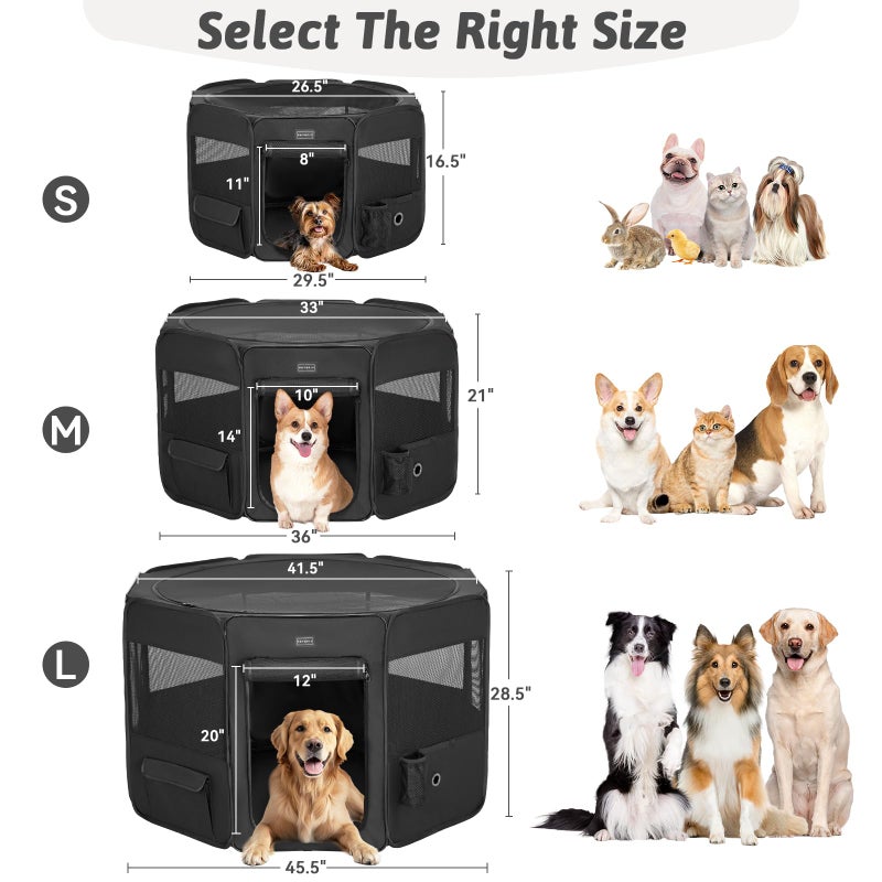PETSFIT Portable Dog Playpen,36" Dog Play Pen Indoors with Removable Waterproof Mat & Zippered Roof | RV, Camping, Travel Dog Pen | Whelping & Cat Observation Space(36" L x 36" W x 21" H) - Image 5