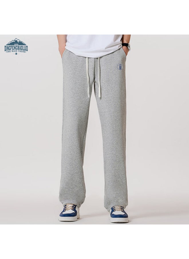 Dingfengbaoluo Men's Casual Pants Spring Summer Fashion Brand Straight Wide Leg Loose Stylish All-match Sports Trousers Ddf13 Light Grey M - Image 2
