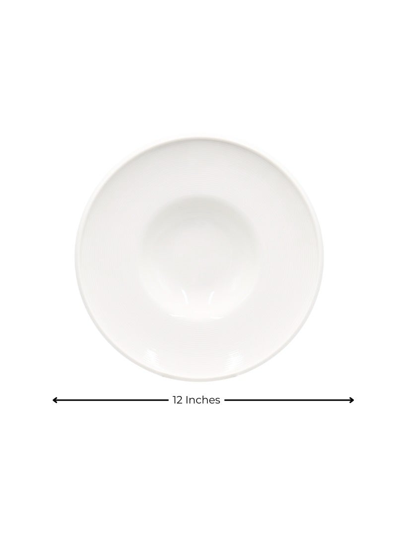 AJ طبق عميق 12 بوصة - أدوات مائدة خزفية بيضاء كلاسيكية مثالية للأطباق ذات الصلصات | متين، سهل التنظيف ومثالي للمقاهي والمطاعم والاستخدام المنزلي - Image 2