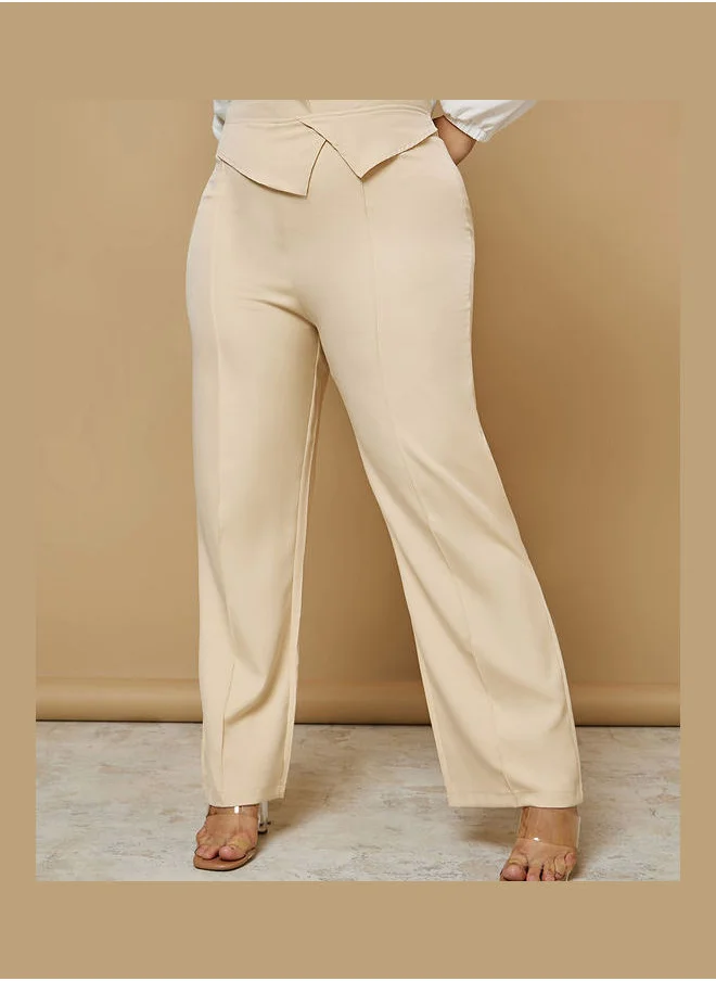 Styli High Rise Woven Straight Leg Trouser