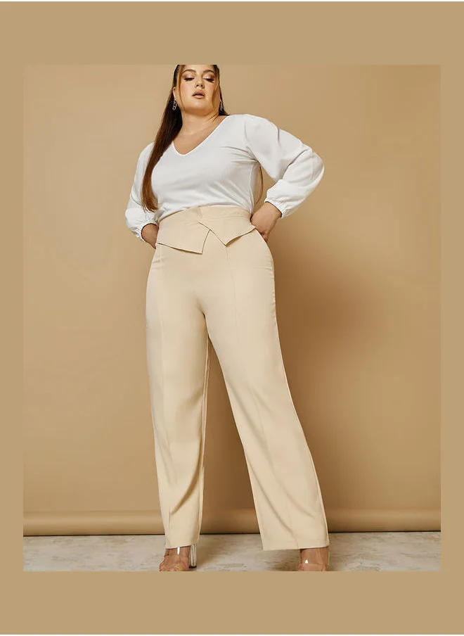Styli High Rise Woven Straight Leg Trouser