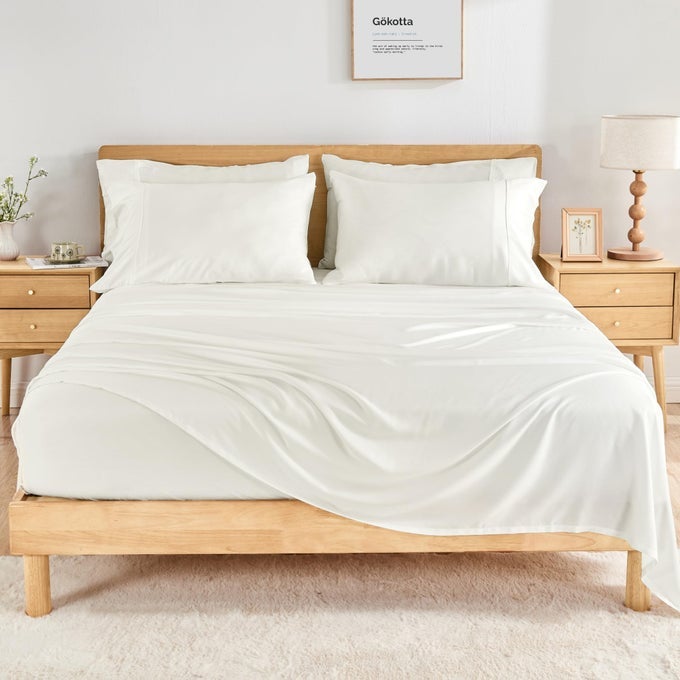 QUEEN SIZE BED SHEETS 6 PIECE SET 100 RAYON DERIVED FROM BAMBOO COOLING FOR HOT SLEEPERSLUXURY BREATHABLE SOFT SHEETS DEEP POCKET 16 FITTED SHEET WITH ELASTIC CORNER STRAPS CREAM WHITE