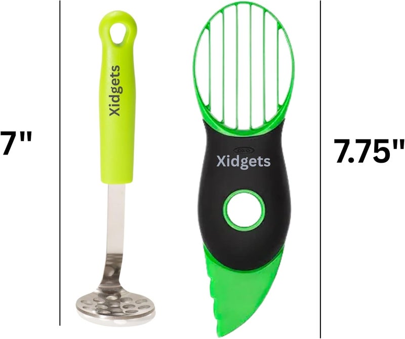 Xidgets 2pc Avocado Tool Set in Box - 3-in-1 Avocado Slicer with Cutter & Pit Remover + Mini Masher - Kitchen Utensil Gift Set for Guacamole Lovers by (Zippy Green/Zippy Green) - Image 5