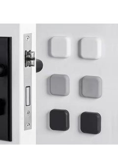 Oasisgalore 6 Pack Square Door Stoppers with Strong Adhesive, White/Gray/Black, Rubber Furniture Protectors  - Image 1