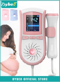 Bybeo Baby Fetal Doppler, Fetal Heart Rate Monitor, Ultrasound Heart Rate Detector, Probe Prenatal Baby Fetal Heartrate Monitor, Home Doppler Meter with LCD Display with 2 PCS Monitor Belt  - Image 1