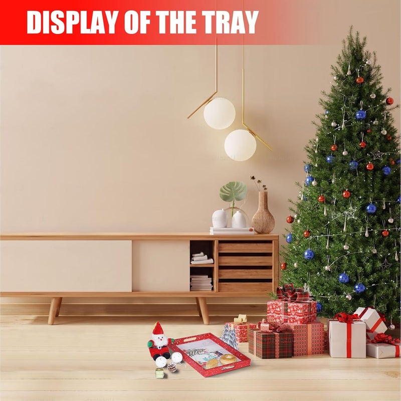 Krismax Christmas Decoration Serving Tray with Handels Decorative Tray Coffee Table Serving Platter Thanksgiving Tray - Breakfast Drinks Liquor Snowman(Red) - Image 5